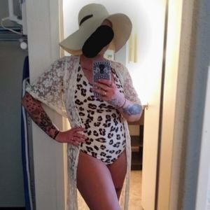 One piece cheetah print bathing suit